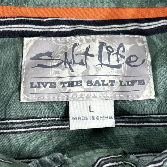 Salt Life Men's Button Down Live Salty Hawaii Shirt Shirt Sleeve Size Large - Picture 8 of 15